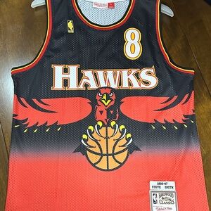 Mitchell & Ness Hawks Jersey - Black and Red